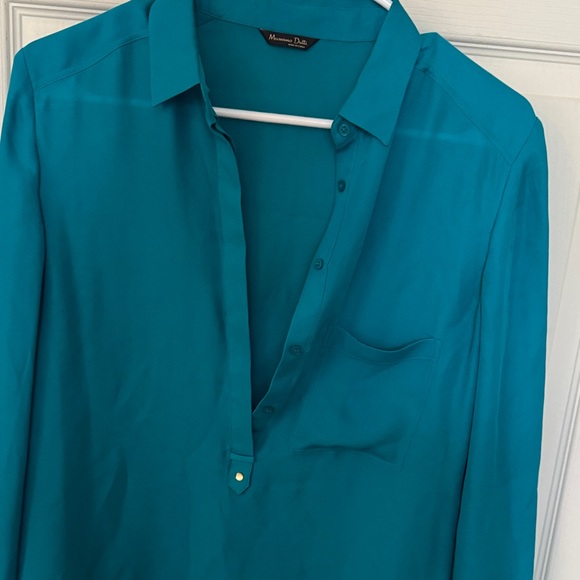 Teal women’s silk Shirt - Picture 6 of 7